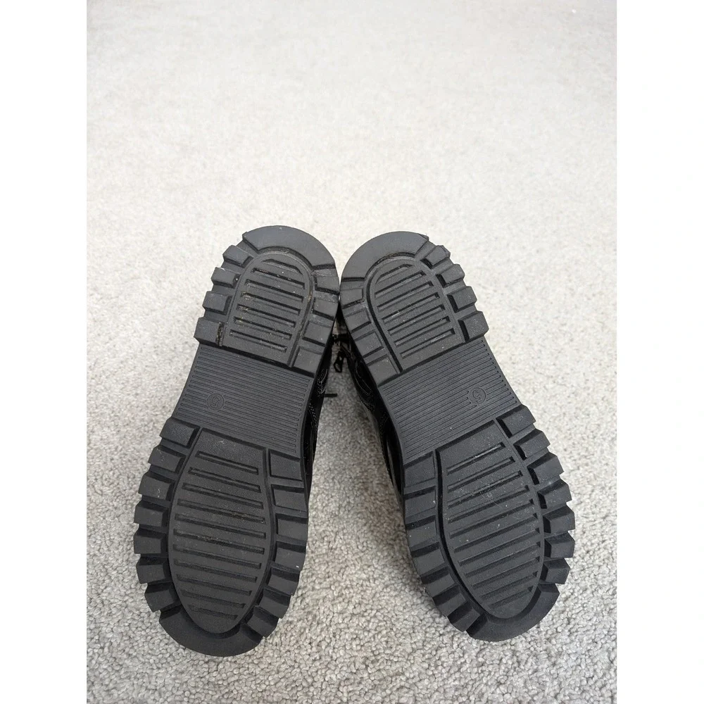 Art Class 093120161 Combat Boots Kids 5 Faux Leather Black Glitter Lug Sole